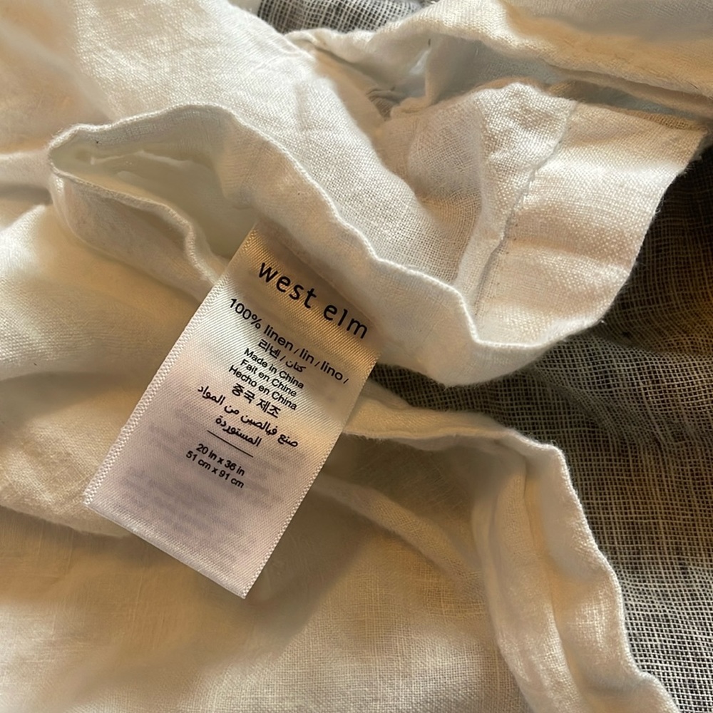 2 west elm linen king pillow cases white and grey